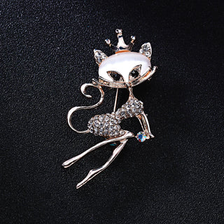 Rinhoo Cartoon Animal Cat Brooches Funny Vintage Rhinestone Cat Shirt Lapel Pins Bag Cute Badge Little Kitten Meow Party Jewelry