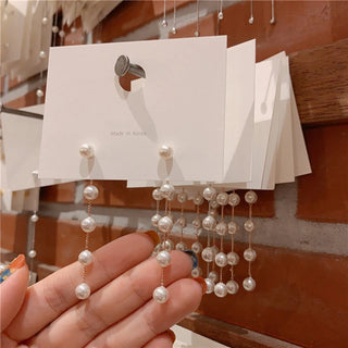 Simulated Pearl Tassel Drop Earring Pearl Long Earrings For Women Wedding Pendant Earrings Fashion Korean Earrings Jewelry Gift