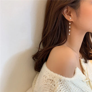 Simulated Pearl Tassel Drop Earring Pearl Long Earrings For Women Wedding Pendant Earrings Fashion Korean Earrings Jewelry Gift