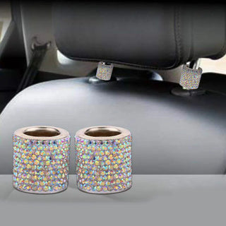 Universal Crystal Rhinestone Car Seat Headrest Ring Collars Decor Charms Diamond Bling Car Interior Accessories for Women Girls