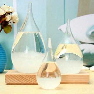 Desktop Storm Glass Water Droplet Weather Forecast Predictor Monitor Barometer With Wooden Base For Home Decor Valentine Gift