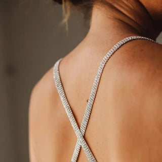 Sexy Crystal Shoulder Chain Rhinestone Bra Strap Wedding Jewelry For Women Cross Bling Full Rhinestone Shoulder Strap Designer