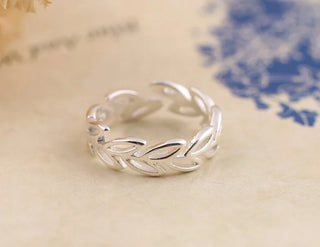925 Sterling Silver Leaves Open Rings For Women Hypoallergenic Fashion Girl Sterling-silver-jewelry