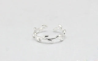 925 Sterling Silver Rings For Women Simple Leaves Open Ring Hypoallergenic Sterling Silver Jewelry Gifts For Girls