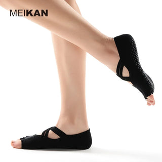 MK1725 MEIKANG Brand Women Yoga Toe Socks Anti-Skid High-Quality Toeless and 5 finger Non-Slip Dance Pilates Ballet Yoga Meias