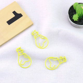 20pcs/lot bulb Shape Paper Clips Creative Interesting Bookmark Clip Memo Clip Shaped Paper Clips for Office School Home H0145