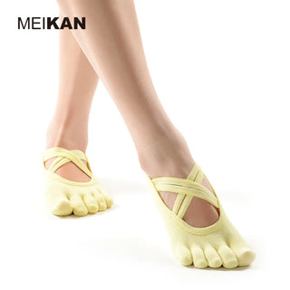 MK1725 MEIKANG Brand Women Yoga Toe Socks Anti-Skid High-Quality Toeless and 5 finger Non-Slip Dance Pilates Ballet Yoga Meias