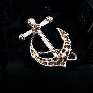 Fashion Gold Color Crystal And Pearl Beads Anchor Cut Cool Brooch Elegant Jewelry Pins Retail