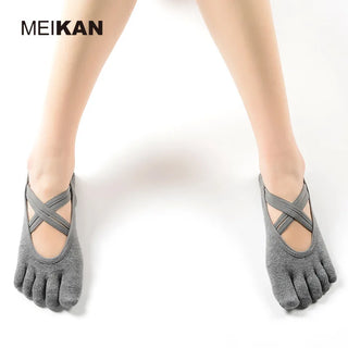 MK1725 MEIKANG Brand Women Yoga Toe Socks Anti-Skid High-Quality Toeless and 5 finger Non-Slip Dance Pilates Ballet Yoga Meias