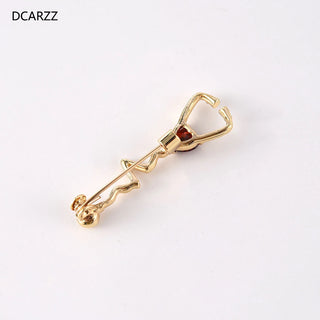 DCARZZ Best Stethoscope Pin Medical Gold silver Plated Brooches Vintage Jewelry Nurse Doctor Red Crystal Lapel Pins Women Gift