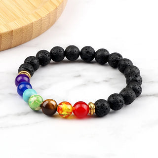 Reiki 7 Chakra Beads Bracelet Fashion Charm Natural Stone Tiger Eye Lava Strand Bangle Balance Healing Yoga Meditation Bracelets