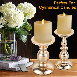 2Pcs Candlestick Holder Iron Pillar Candle Rack Decorative Candlestick Stand Black/Gold Candlestick Holder Heavy-Duty Candle