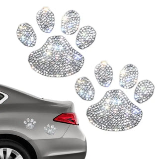New Crystal Dog Paw Print Car Stickers Bling Rhinestone Paw Decals Car Window Decor Sticker Auto Exterior Decor Car Accessories