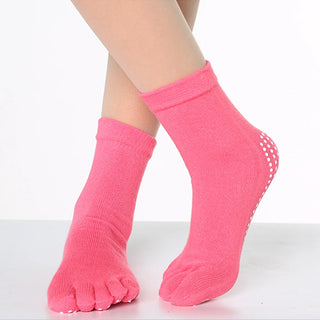 Women Colorful Yoga Socks Non-Slip Ladies Dance Socks Cotton Healthy Sports Five-toed Socks