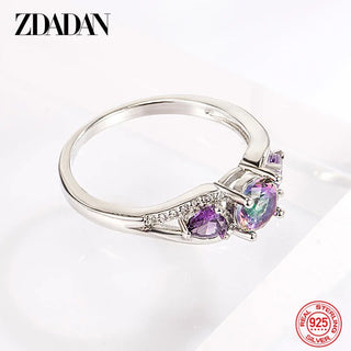 ZDADAN 925 Sterling Silver Heart Zircon Ring For Women Fashion Jewelry Accessories Gift