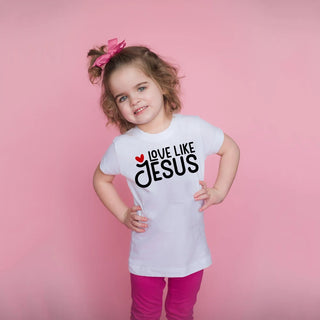 Fashion Clothes Love Like Jesus Kids Valentine's Day Tshirts Christian Heart Quote Religious Saying T-Shirt For Girls Boys