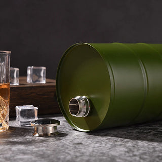 Stainless Steel Oil Drum Flask 25oz