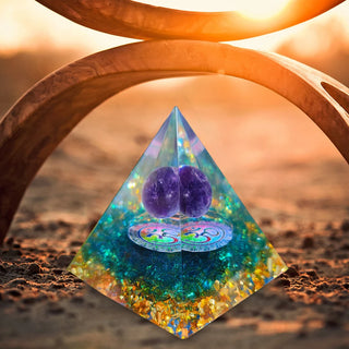 Natural Crystals Orgonite Pyramid Healing Reiki Chakra Meditation Stone Energy Generator Home Ornaments with Holder Base