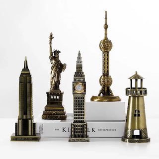 Metal 3D World Famous Architectural Bronze Crafts Model Building Home Decor Eiffel Tower/Statue of Liberty/Empire State Statue
