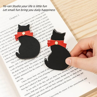 Leather Little Black Cat Bookmark Home 4 Pieces Set Of Book Label Mini Portable Page Clip Office Category Mark Business Gift