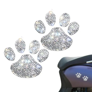 New Crystal Dog Paw Print Car Stickers Bling Rhinestone Paw Decals Car Window Decor Sticker Auto Exterior Decor Car Accessories