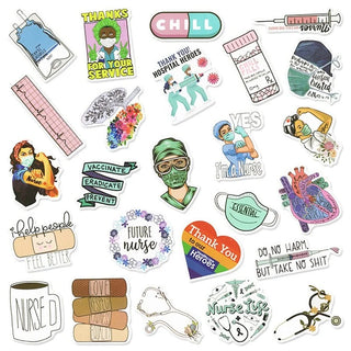 50PCS Cartoon Nurse Stickers Pretty Angel in White Stickers DIY Mobile Phone Scrapbook Decorative Stickers