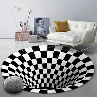 ZK20 Carpets for Living Room Simple Black&White 3D Stereo Vision Carpet Area Rugs Geometric Anti-Skid Home Bedroom Floor Mat