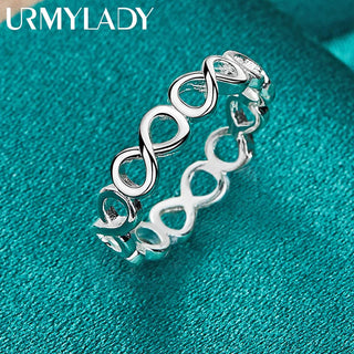 URMYLADY 925 Sterling Silver Cross Infinity 7-10# Ring For Women Wedding Charm Engagement Fashion Jewelry