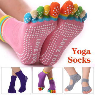 Women Colorful Yoga Socks Non-Slip Ladies Dance Socks Cotton Healthy Sports Five-toed Socks