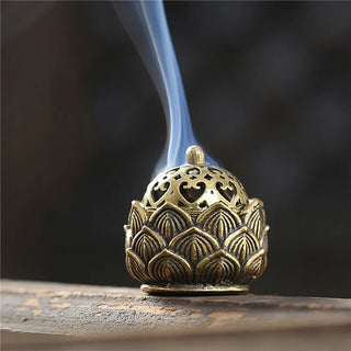 Retro Copper Lotus Pocket Hollow Out Incense Sticks Burner Brass Incense Holder With Cover Sandalwood Cense Buddhism Home Decor