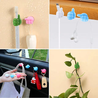 5/10Pcs Silicone Thumb Wall Hooks Creative Self Adhesive Thumb Cable Clip Key Hook Wall Hangers for Home Office Wall Storage