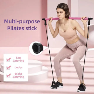 Pilates Bar Kit with Resistance Band - Full Body Workout Shaping at Home Gym with Yoga Bar and Pilates Band for Women and Men