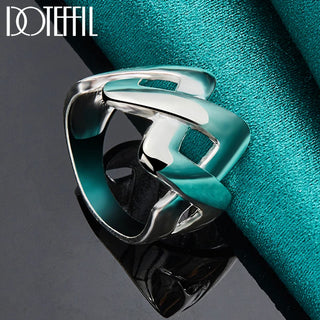 DOTEFFIL 925 Sterling Silver Cross Smooth Ring For Women Man Wedding Engagement Party Fashion Charm Jewelry