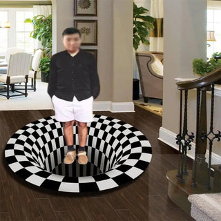 ZK20 Carpets for Living Room Simple Black&White 3D Stereo Vision Carpet Area Rugs Geometric Anti-Skid Home Bedroom Floor Mat