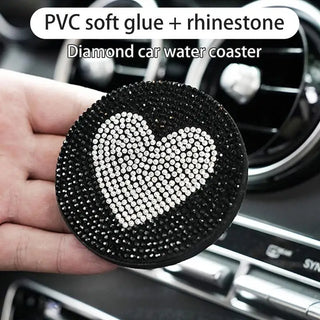 Bling Car Cup Holder Diamond Car Coaster Water Cup Slot Anti Slip Black Bling Coaster For women Girls Auto Interior Accessories