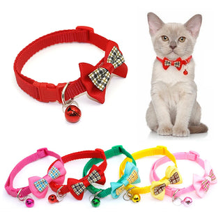 Adjustable Pet Cat Dog Collars Cute Bow Tie With Bell Pendant Necklace Fashion Puppy Necktie Safety Buckle Pet Clothing Supplies
