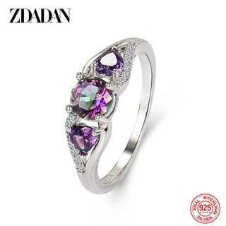 ZDADAN 925 Sterling Silver Heart Zircon Ring For Women Fashion Jewelry Accessories Gift