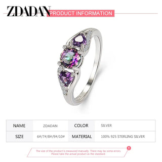 ZDADAN 925 Sterling Silver Heart Zircon Ring For Women Fashion Jewelry Accessories Gift