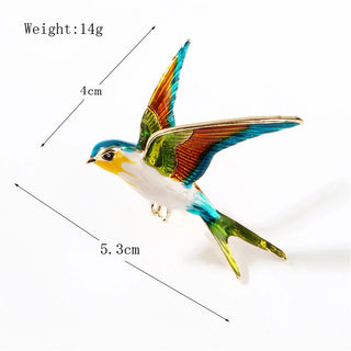 Exquisite Swallow Bird Enameled Brooch Fashion Rhinestone Animal Clothing Corsage for Women Men Jewelry Accessory Gift