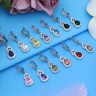 Women Silver 925 Jewelry Sets Natural Purple Amethyst Earrings Necklace Open Ring Bracelets Gift Bithstone Jewelry Set for Lady