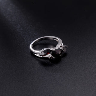 GEM'S BALLET New Design Vintage Rings Flower Shape Cluster Natural Black Garnet Gemstone 925 Silver Ring for Women Jewelry