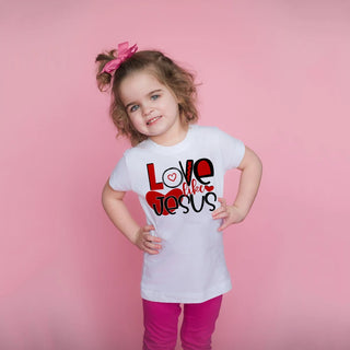 Fashion Clothes Love Like Jesus Kids Valentine's Day Tshirts Christian Heart Quote Religious Saying T-Shirt For Girls Boys