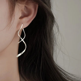 Simple Spiral Threader Earrings Irregular Helix Wave Curve Ear Line Cuff Stainless Steel Dangling Earring Women Fashion Jewelry