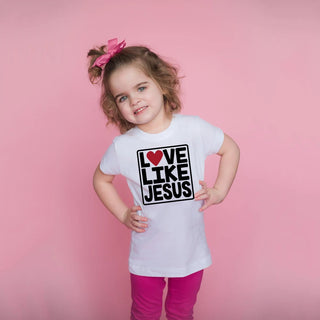 Fashion Clothes Love Like Jesus Kids Valentine's Day Tshirts Christian Heart Quote Religious Saying T-Shirt For Girls Boys