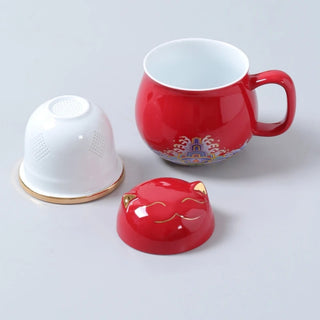 Portable Tea Set With Case Lucky Cat Teapot and Tea Cup Set Tea Making Travel Tea Set Outdoor Portable Chinese Tea Set Supplies