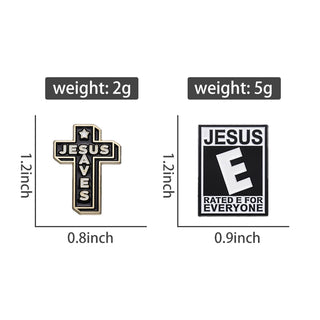 Jesus Saves Enamel Pins Simple Black Fish Shape Vintage Brooches Lapel Badges Jewelry Gift for Kids Friends Wholesale