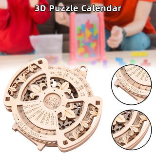 Wooden Perpetual Calendar Puzzle Toys DIY 3D Puzzle-model Building Kits Circular Hand-carved Offices Homes Decor GDeals