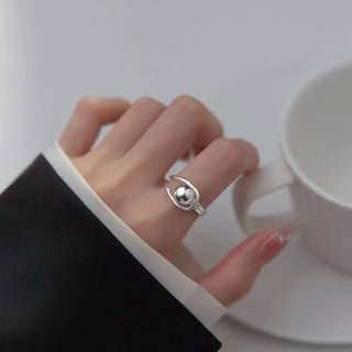 Trendy 925 Sterling Silver Hollow Ball Rings for Women Couple Wedding Engagement Silver Women's Vintage Ring Fine Jewelry