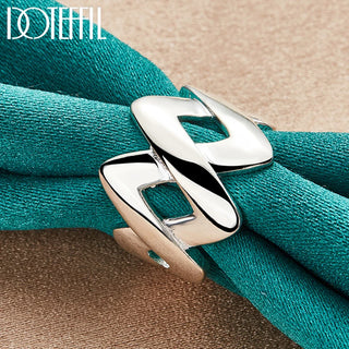 DOTEFFIL 925 Sterling Silver Cross Smooth Ring For Women Man Wedding Engagement Party Fashion Charm Jewelry