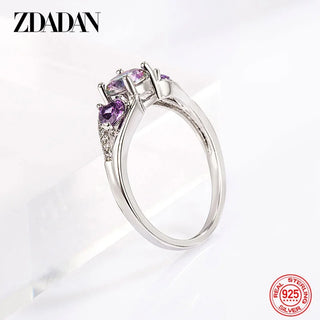 ZDADAN 925 Sterling Silver Heart Zircon Ring For Women Fashion Jewelry Accessories Gift